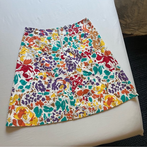 STORM & MARIE white multicolor abstract botanical leaf floral blouse skirt set - Picture 3 of 9